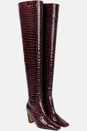Khaite Snake-effect leather knee-high boots