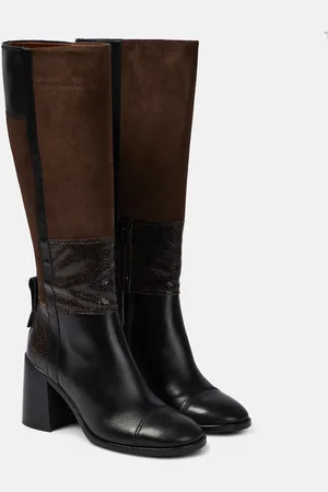 See by Chloé Patchwork leather and suede knee-high boots