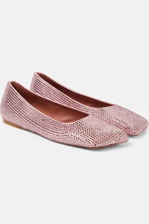 Amina Muaddi Ane embellished satin ballet flats