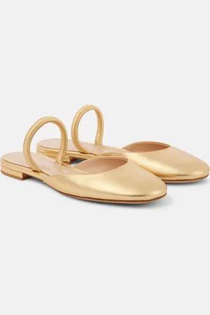Gianvito Rossi Metallic leather ballet flats
