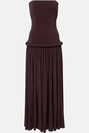 Alaïa Strapless gathered jersey maxi dress