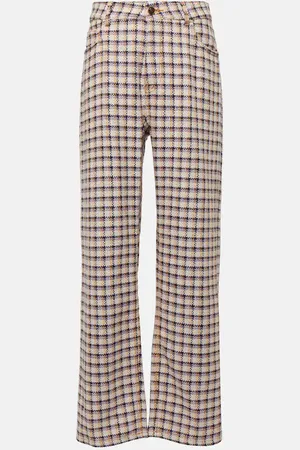 Etro Checked cotton-blend tweed wide-leg pants