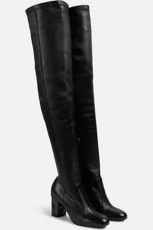 Max Mara Damier leather over-the-knee boots