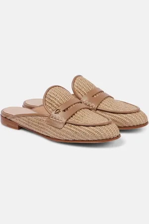 Gianvito Rossi Florio Marbella leather-trimmed raffia mules