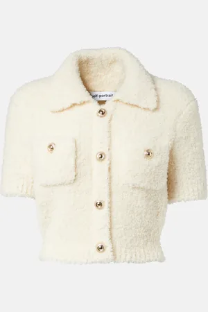 Self-Portrait Embellished wool-blend top