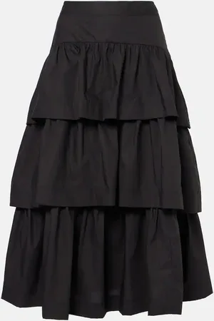 ULLA JOHNSON Winnie tiered cotton midi skirt