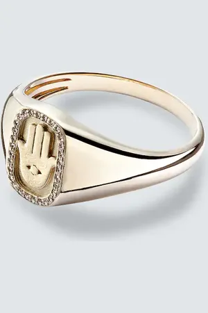 Sydney Evan Hamsa Icon 14kt ring with diamonds