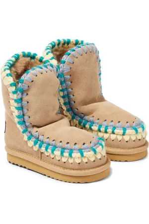 Mou Crochet-trimmed suede boots