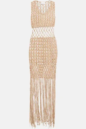 ANNA KOSTUROVA Fringe-trimmed crochet midi dress