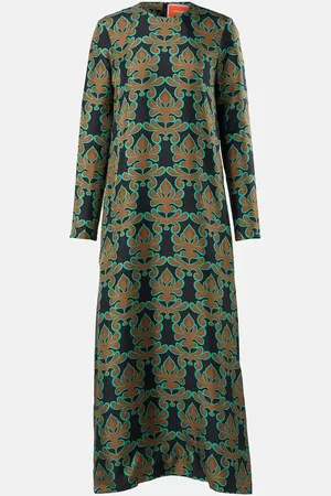 La DoubleJ Swing printed silk twill midi dress