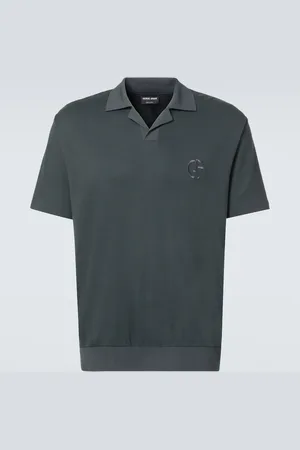 Giorgio Armani Logo cotton and cashmere polo shirt