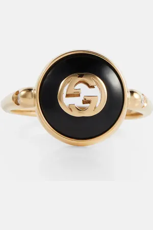 Gucci Interlocking G 18kt ring with onyx and white diamonds