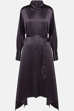 Joseph Cyprien belted silk satin shirt dress