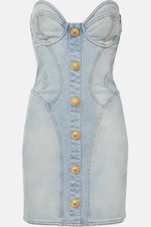 Balmain Denim bustier dress
