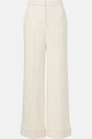 VALENTINO Sequined tweed wide-leg pants