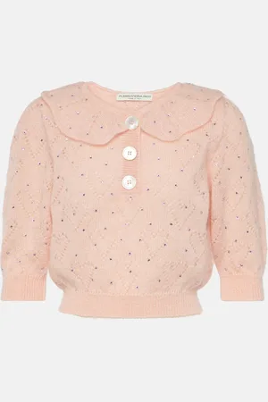 Alessandra Rich Embellished mohair-blend crop top