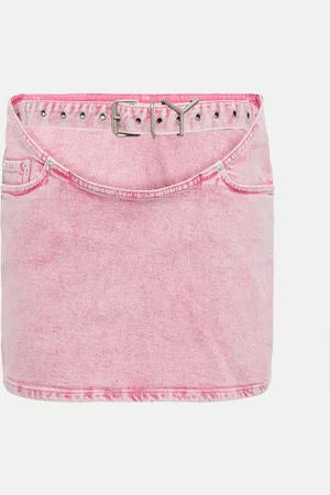 Y / PROJECT Belted denim miniskirt