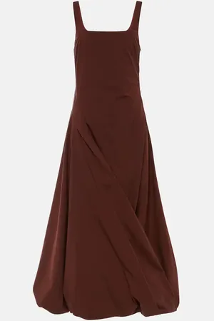 Simkhai Olivia draped cotton-blend poplin midi dress