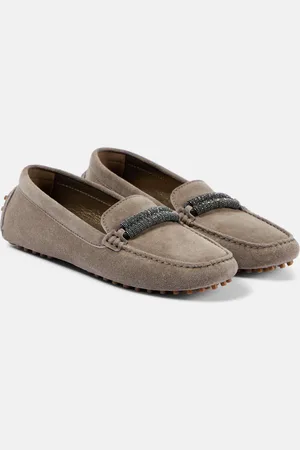 Brunello Cucinelli Monili-embellished suede loafers