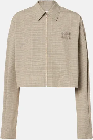 Miu Miu Checked cropped cotton-blend shirt