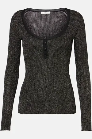 Chloé Ribbed-knit lurexÂ® Henley shirt