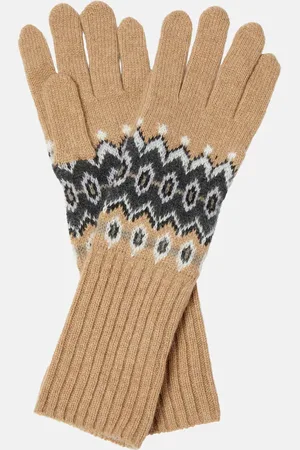 Khaite Intarsia cashmere-blend gloves