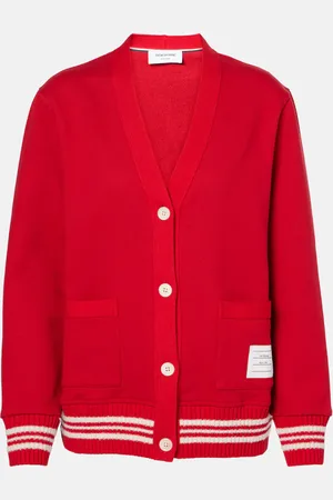 Thom Browne 4-Bar bouclÃ©-trimmed cotton cardigan