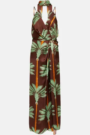 JOHANNA ORTIZ Embroidered printed silk maxi dress