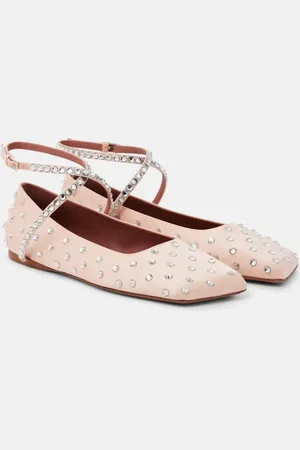 Amina Muaddi Ane crystal-embellished satin ballet flats