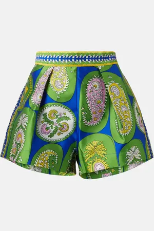 ALÉMAIS Printed pleated high-rise shorts