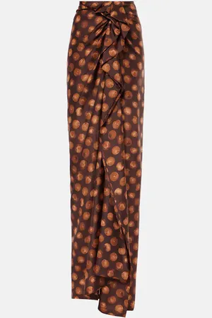 DRIES VAN NOTEN Polka-dot gathered silk maxi skirt