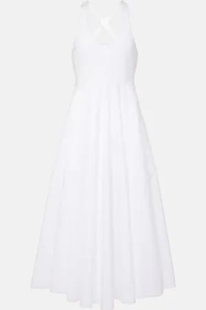 Alaïa Open-back cotton poplin midi dress