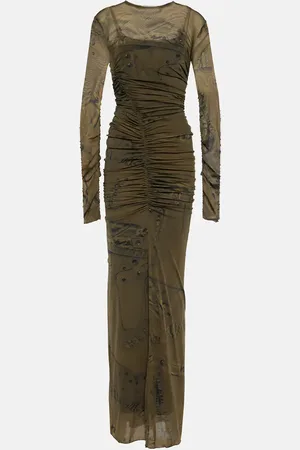 BLUMARINE Printed ruched jersey maxi dress