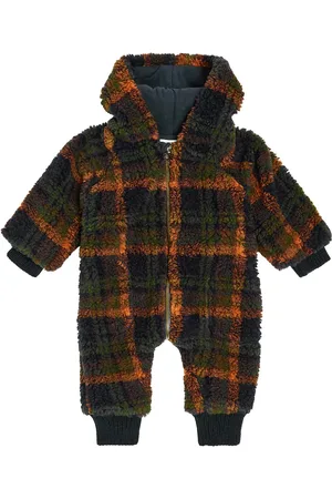 1+ IN THE FAMILY Baby Eneko checked faux shearling onesie
