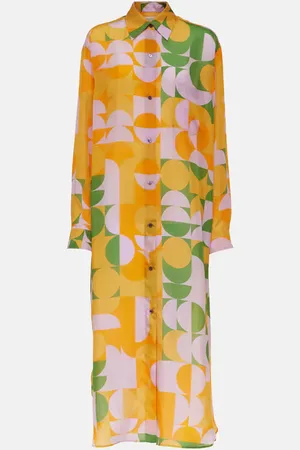 DRIES VAN NOTEN Printed silk pongee shirt dress
