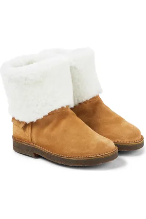 PèPè Shearling-trimmed suede ankle boots