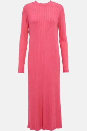 Velvet Ember ribbed-knit midi dress