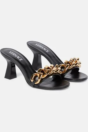 VERSACE Medusa chain-trimmed leather sandals