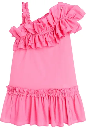 MONNALISA Ruffled asymmetric cotton dress