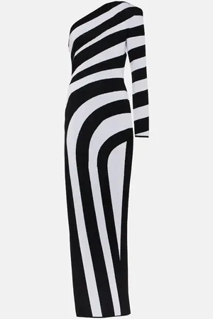 Balmain Asymmetric striped gown
