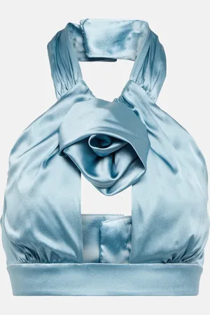 Alessandra Rich Ruched satin crop top