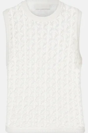 ZIMMERMANN Wylie Crop crochet cotton tank top
