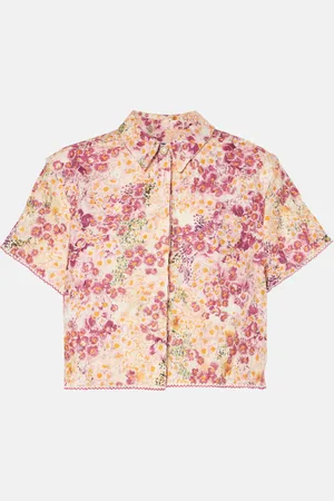 Agua by Agua Bendita Virtuosa Florecer cropped linen shirt