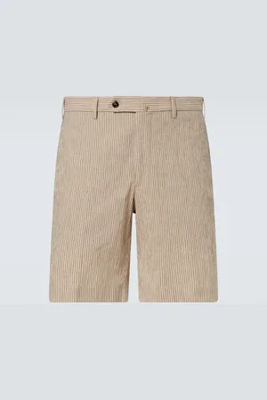 Incotex Striped cotton and linen shorts
