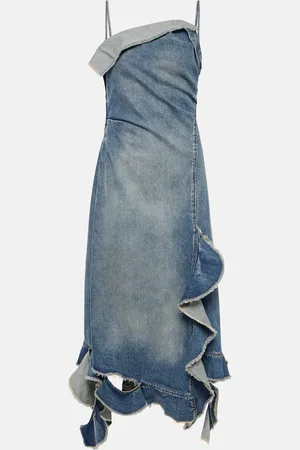 Acne Studios Delouise ruffled denim midi dress