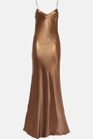 GALVAN Provence satin maxi dress