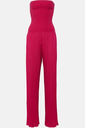 Alaïa Strapless pleated knitted jumpsuit