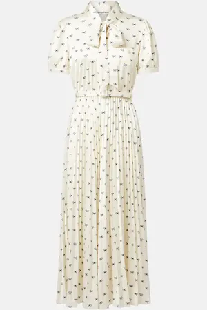 Self-Portrait Printed satin midi dress