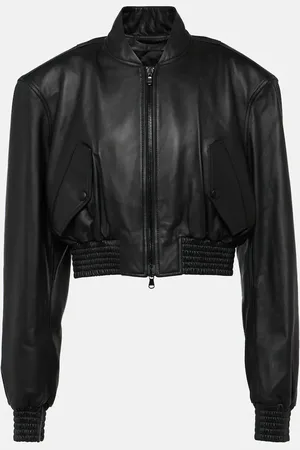 WARDROBE.NYC Cropped leather bomber jacket