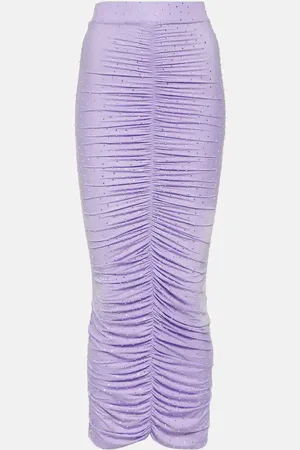 ALEX PERRY Crystal-embellished ruched midi skirt